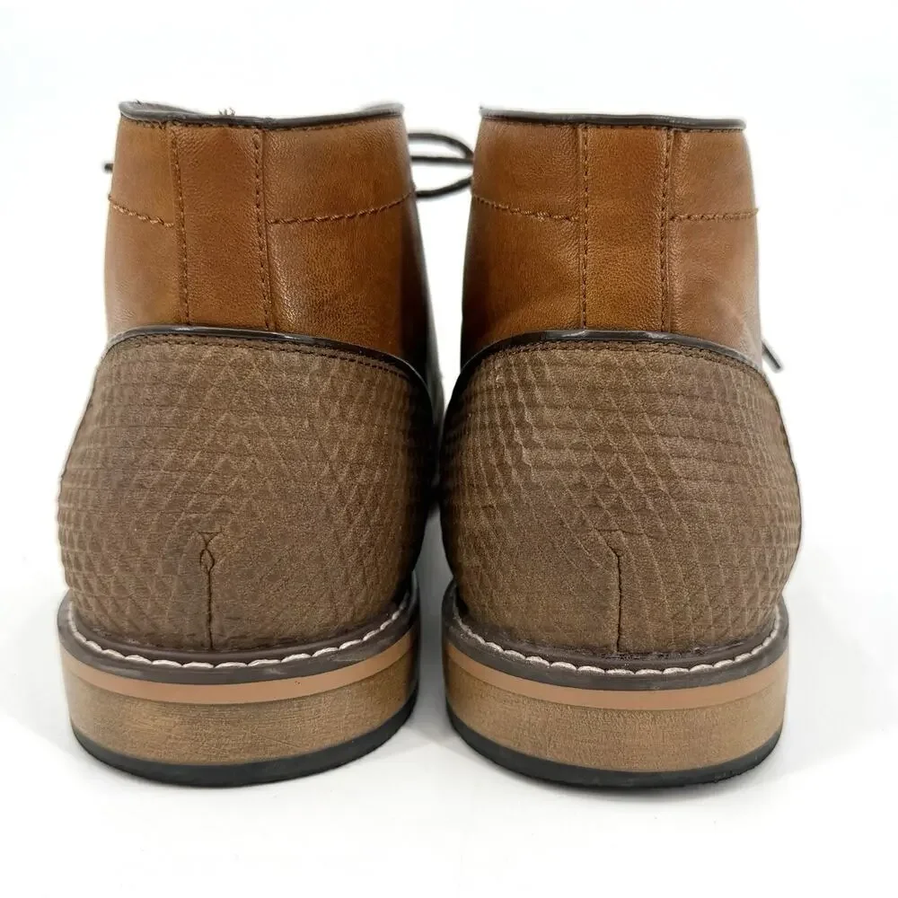 Steve Madden Mens Chukka Boots Size 13M Brown Faux Leather Lace Up Career Ankle